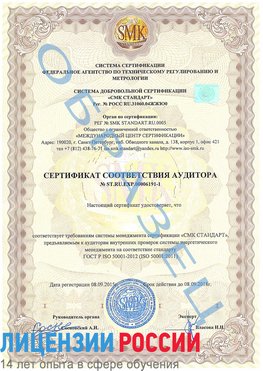 Образец сертификата соответствия аудитора №ST.RU.EXP.00006191-1 Гулькевичи Сертификат ISO 50001